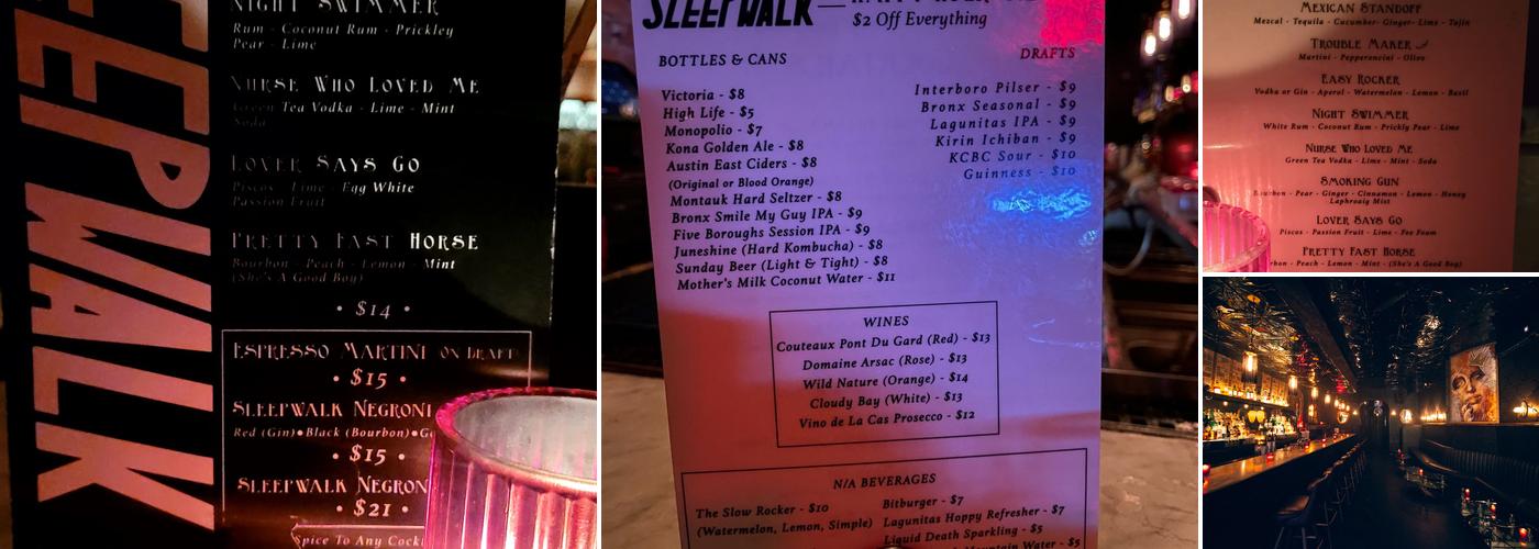 Sleepwalk Menu