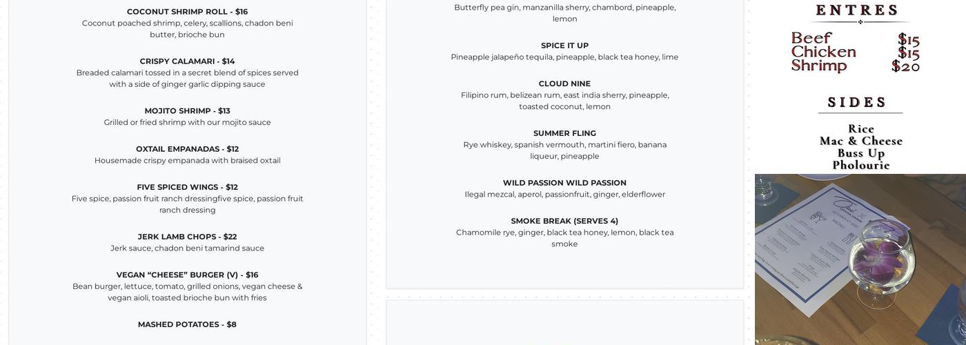 Oui Cocktail Lounge Menu