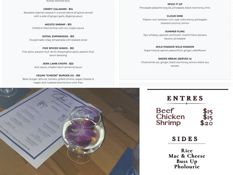Oui Cocktail Lounge Menu