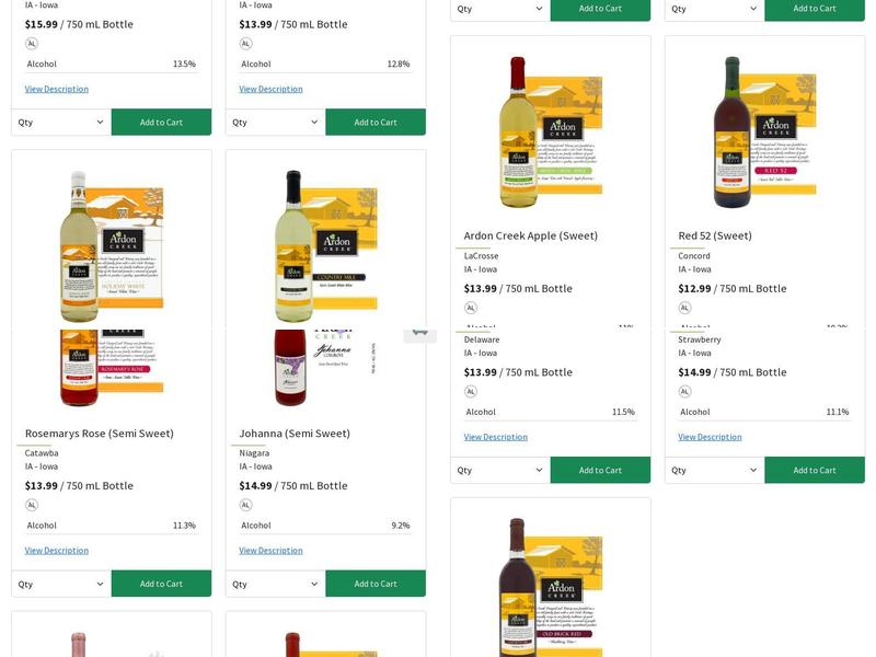 Ardon Creek Vineyard and Winery Menu