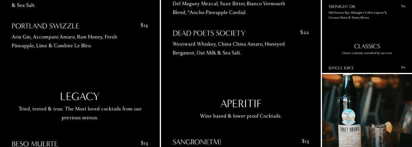 The Midnight PDX Menu