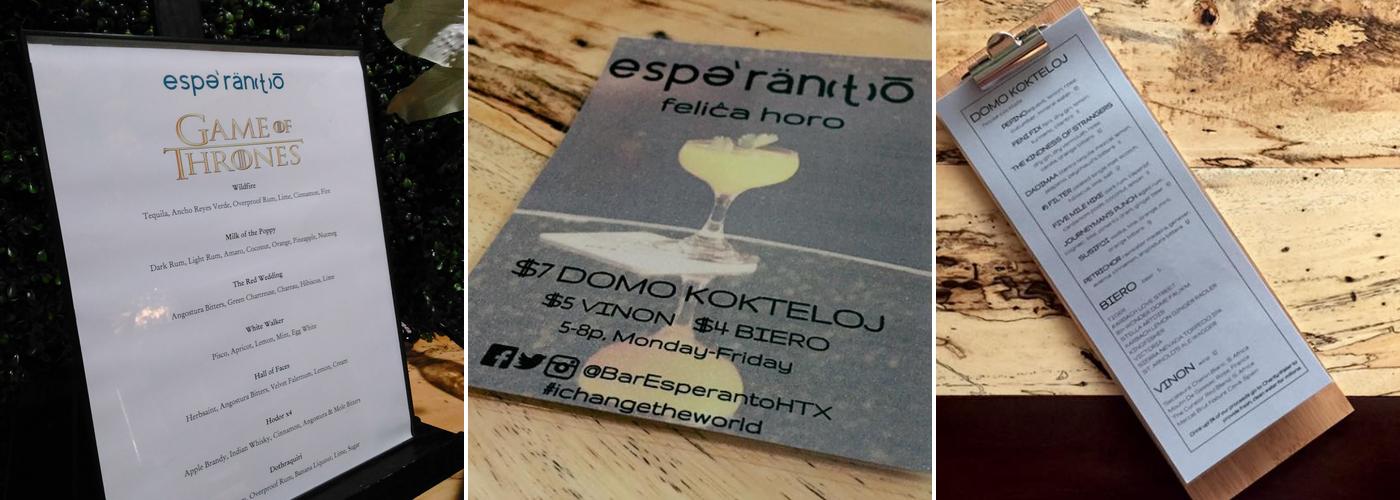 Bar Esperanto Menu