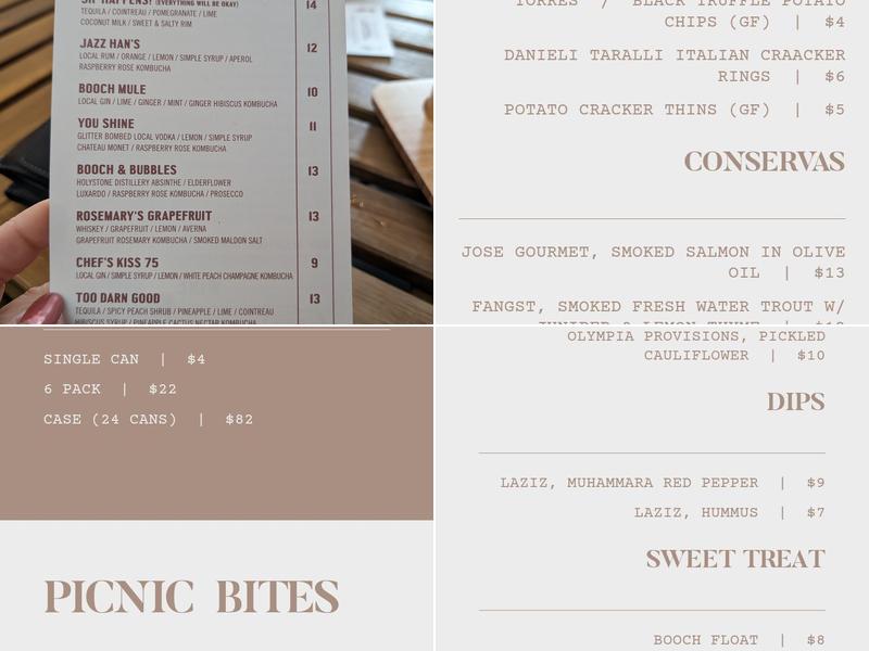 HK Brewing Collective Taproom & Bar / Han's Kombucha Menu