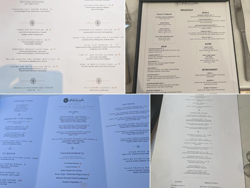 Adelaide Menu