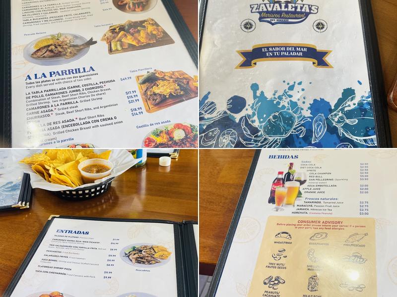 ZAVALETA'S MARISCOS RESTAURANT Menu
