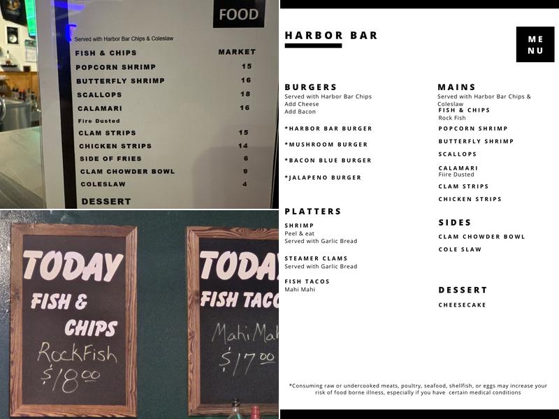 Harbor bar Menu