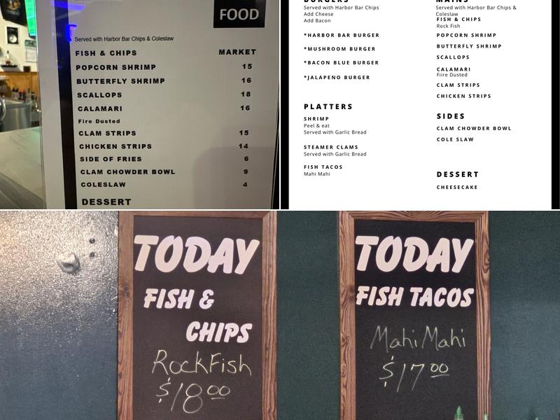 Harbor bar Menu