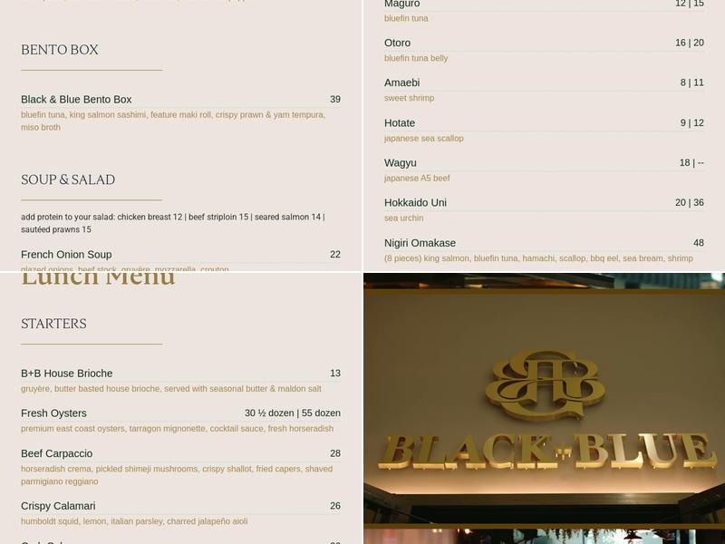 Black + Blue Menu