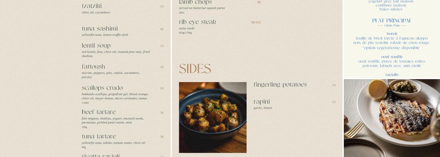 Bazart Menu