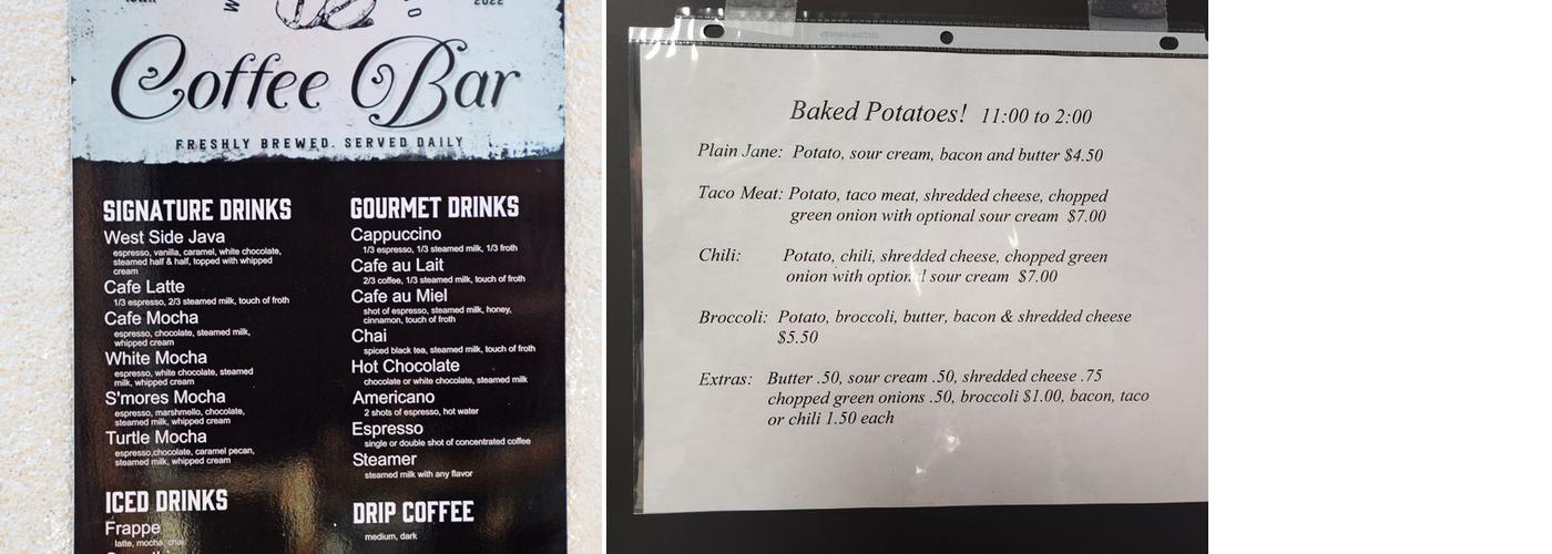 West Side Java Co Menu