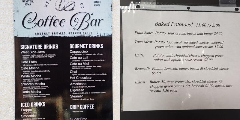 West Side Java Co Menu