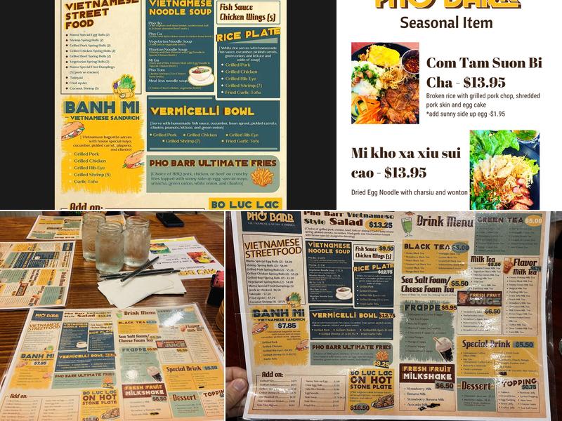 Pho Barr Menu
