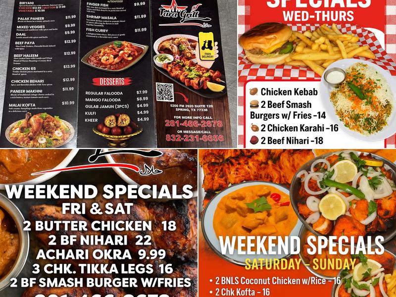 Tara Grill & Cafe Menu