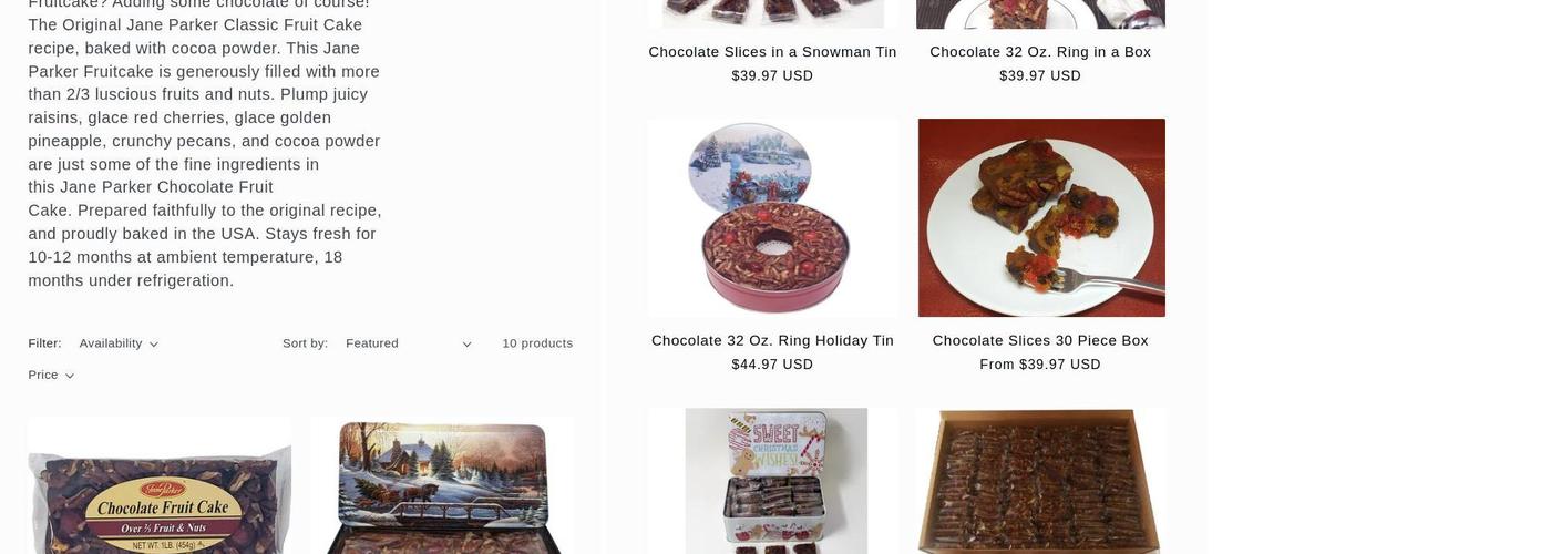 Jane Parker Baked Goods Menu