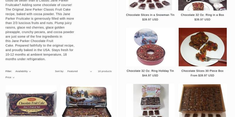 Jane Parker Baked Goods Menu