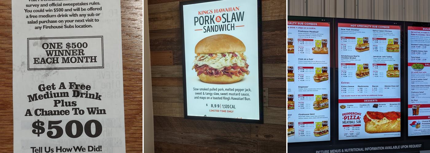 Firehouse Subs North Main Shelbyville Menu