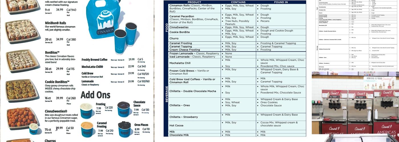 Cinnabon Carvel Menu