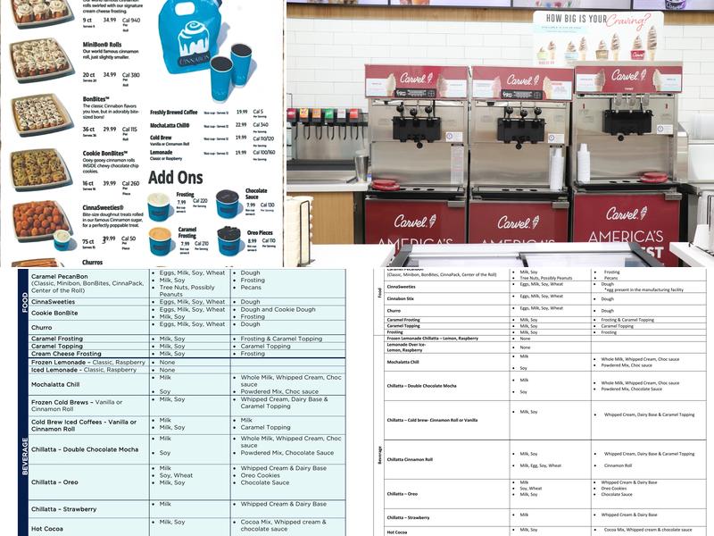 Cinnabon Carvel Menu