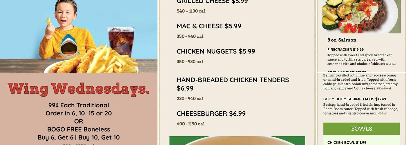 Beef 'O' Brady's Menu