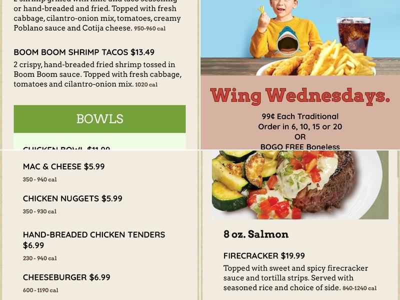 Beef 'O' Brady's Menu