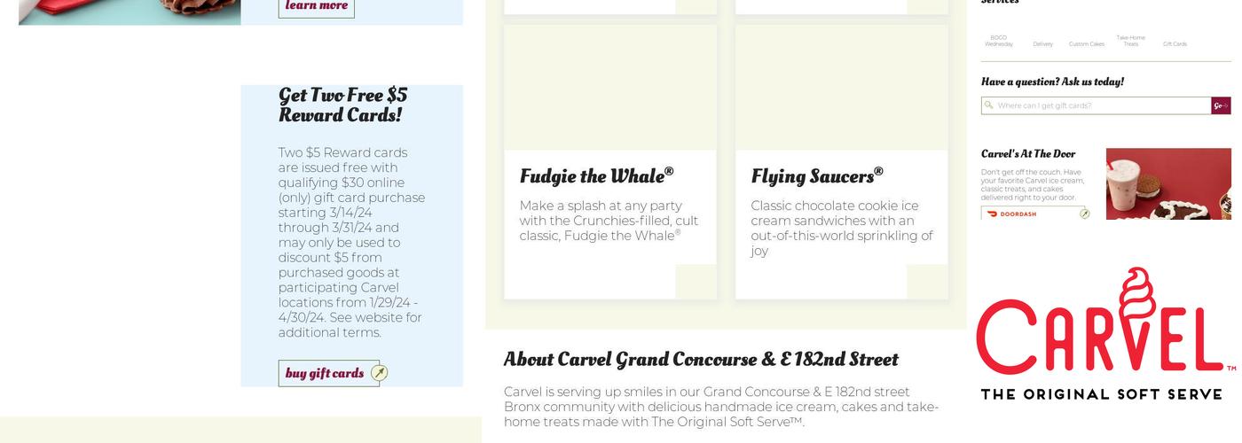 Carvel Menu