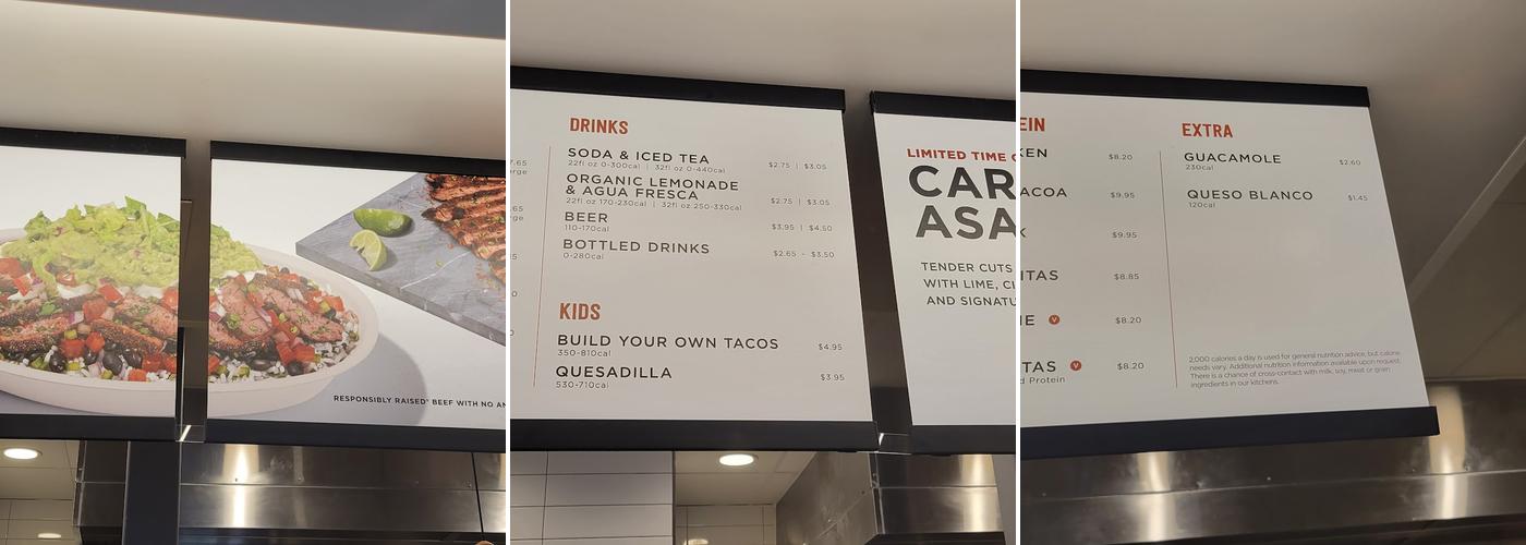Chipotle Mexican Grill Menu