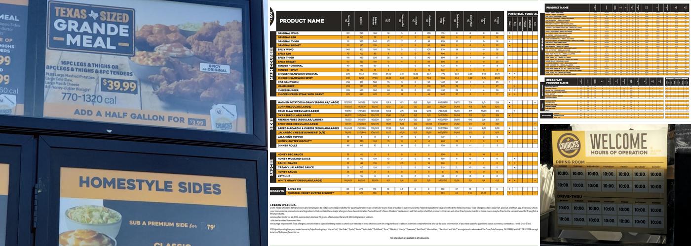 Church's Texas Chicken Menu
