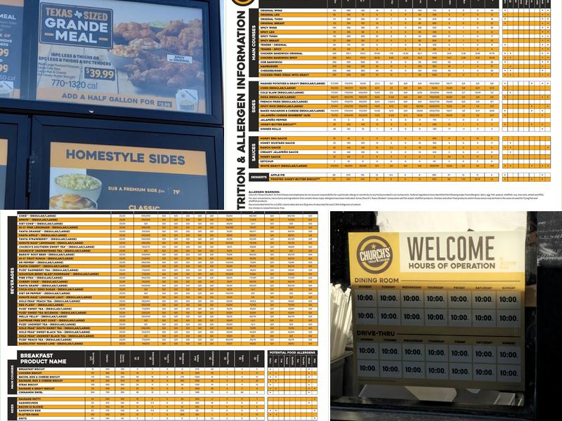 Church's Texas Chicken Menu