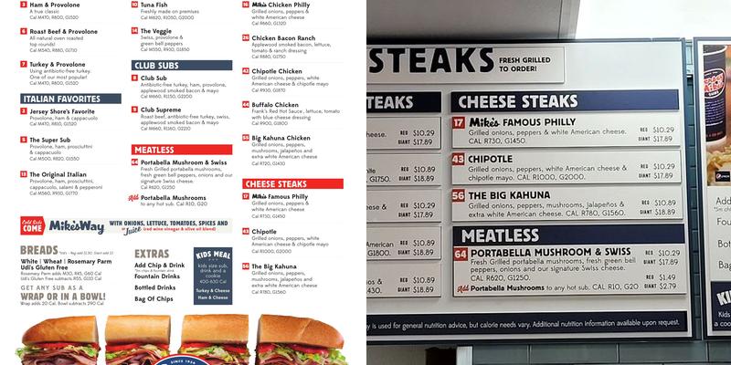Jersey Mike's Subs Menu
