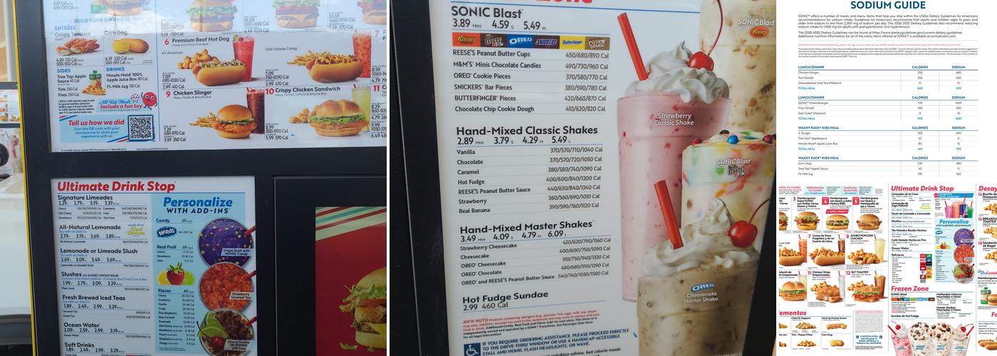 Sonic Drive-In Menu