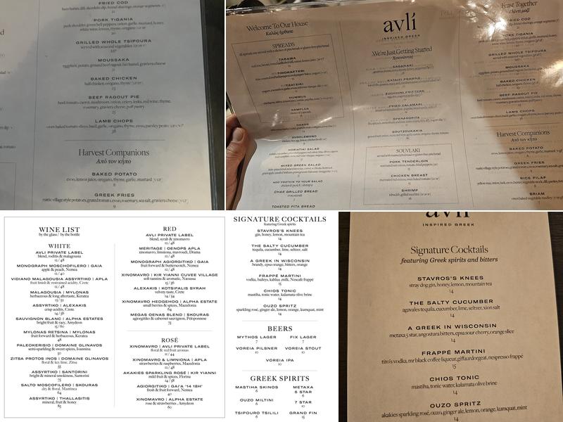 Avli Milwaukee Menu