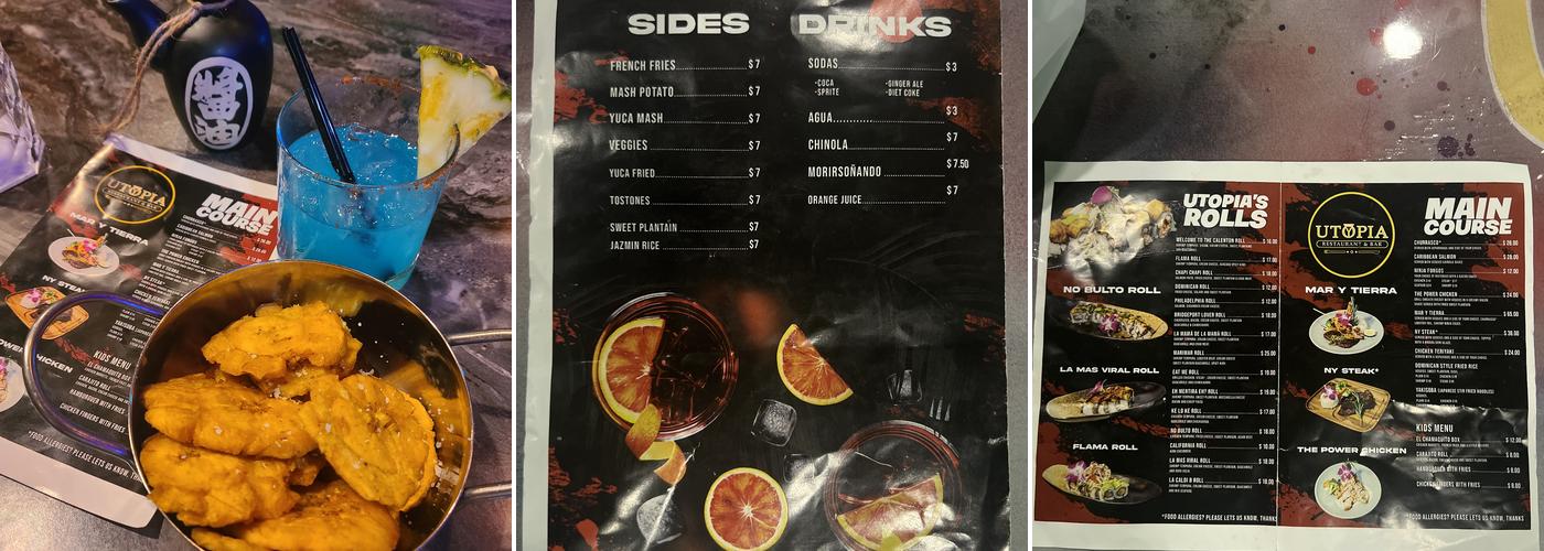 Utopia Restaurant and Bar Menu