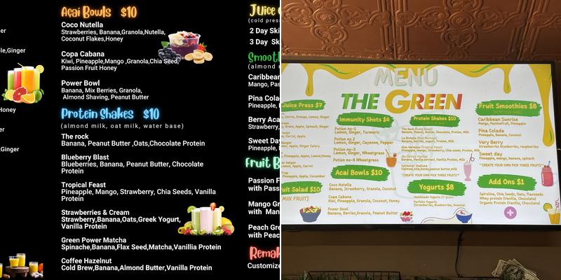 The Green lic Menu