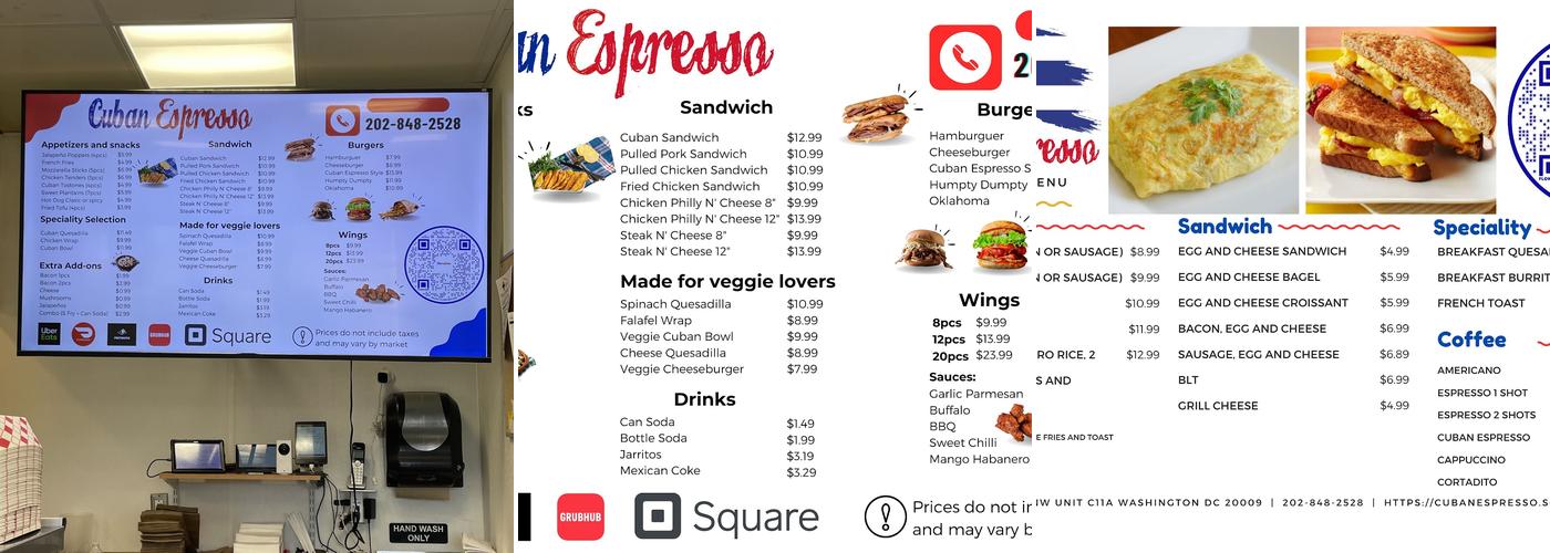 Cuban Espresso Menu
