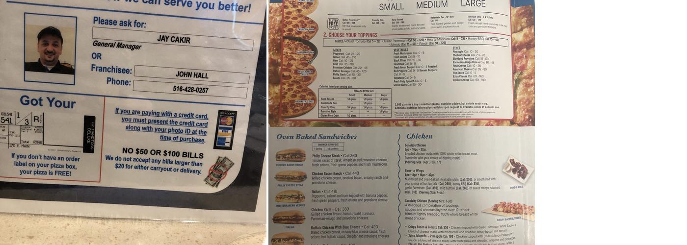 Domino's Pizza Menu