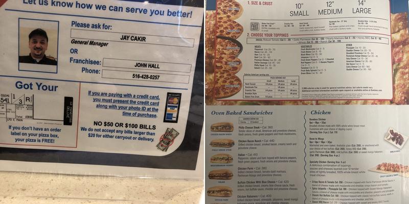 Domino's Pizza Menu