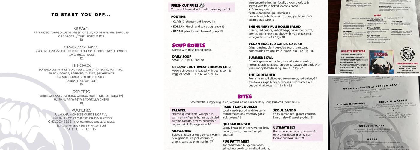 The Hungry Pug Cafe Menu