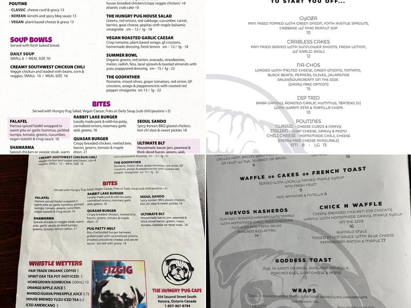 The Hungry Pug Cafe Menu
