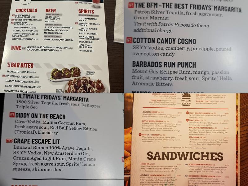 TGI Fridays Menu