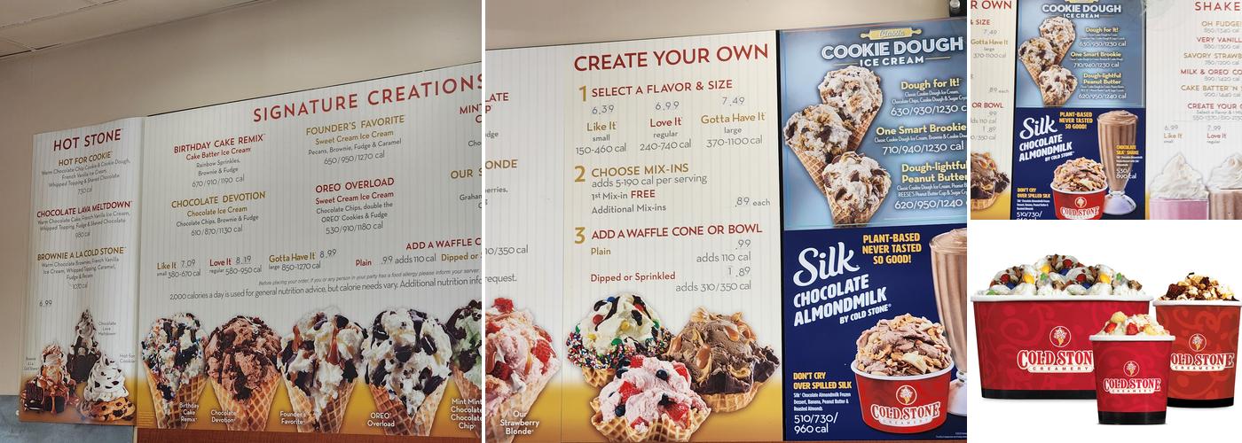 Cold Stone Creamery Menu