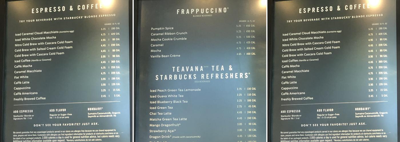 Starbucks Menu