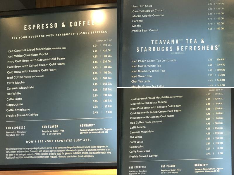 Starbucks Menu