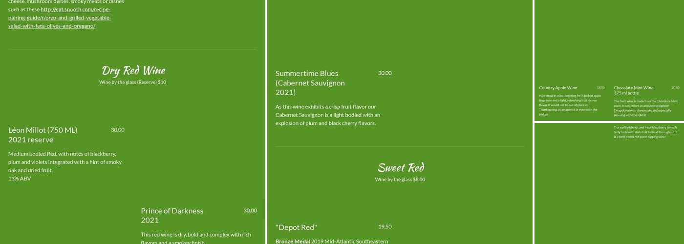 The New River Vineyard & Winery LLC Menu