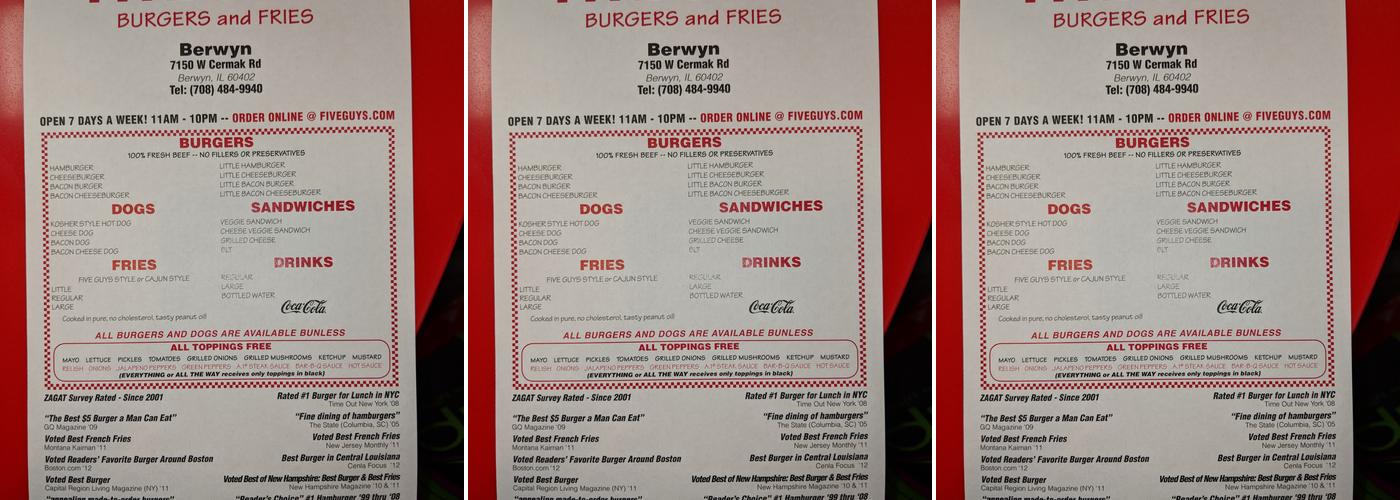 Five Guys Menu
