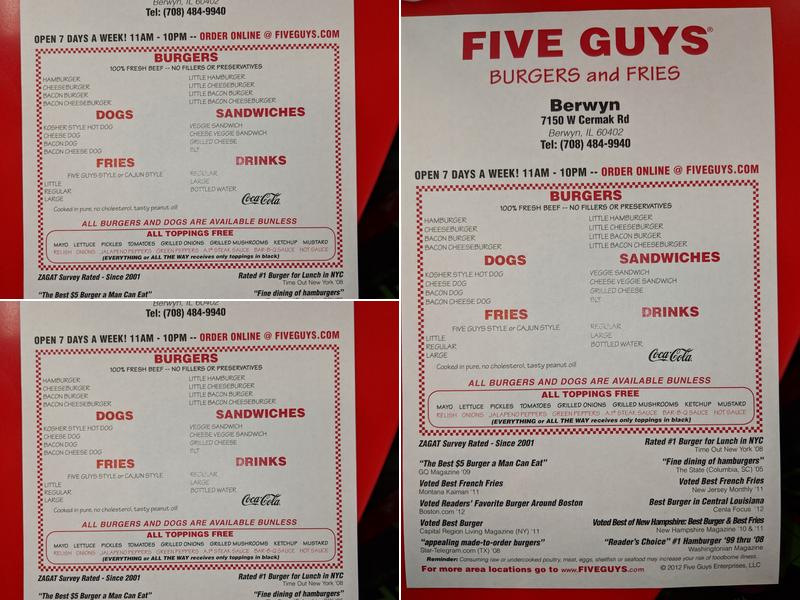 Five Guys Menu