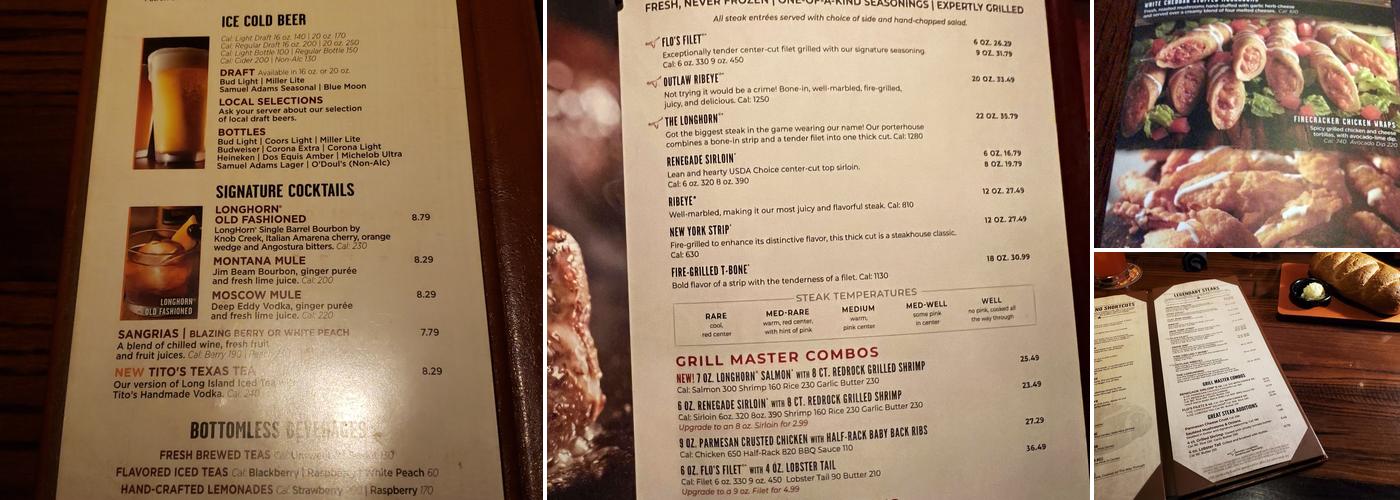 LongHorn Steakhouse Menu
