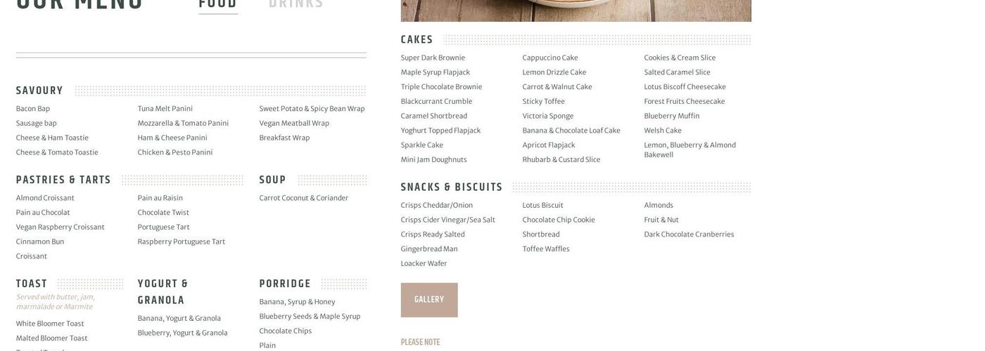 Coffee#1 Tewkesbury Menu