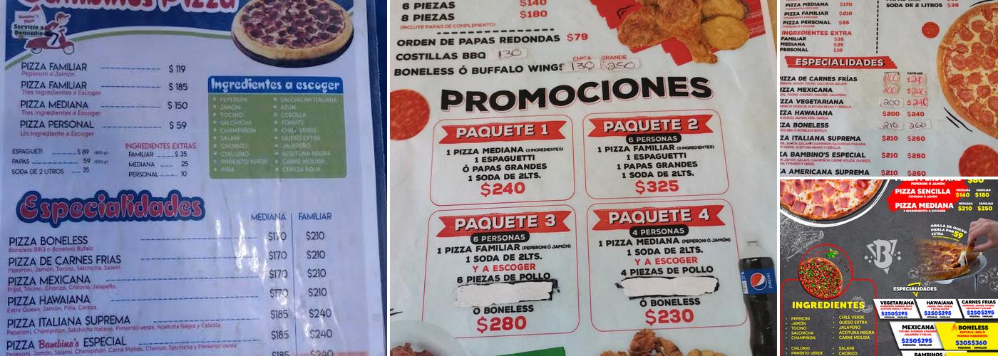 Bambinos Pizza Menu