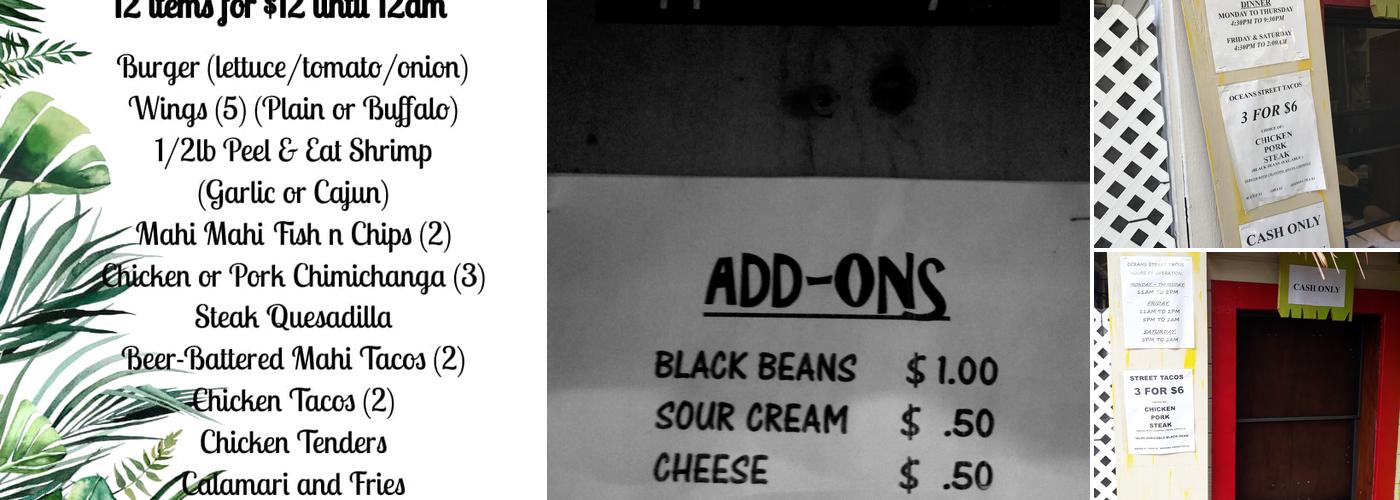 Ocean Street Tacos Menu