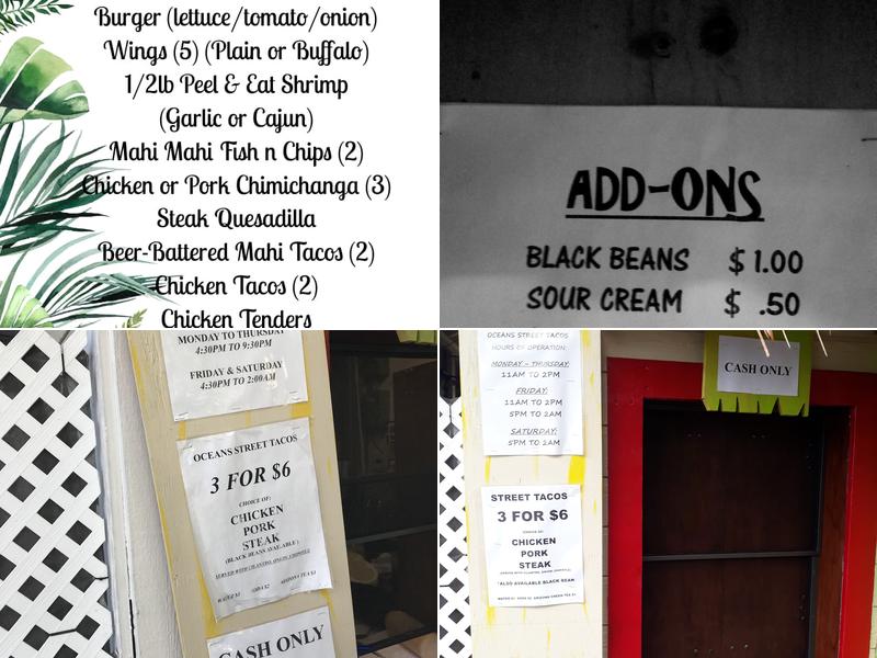 Ocean Street Tacos Menu